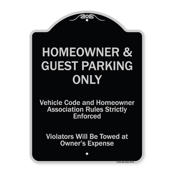 Signmission Designer Series-Homeowner & Guest Parking Only Black & Silver Heavy-Gauge Aluminum A-DES-BS-1824-9970 - main